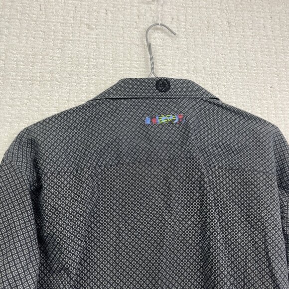 Au Noir Black w/ Psychedelic Mandala Flip Cuff Button-up dress shirt Men Size 5 - Picture 13 of 13